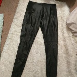 Black leather leggings